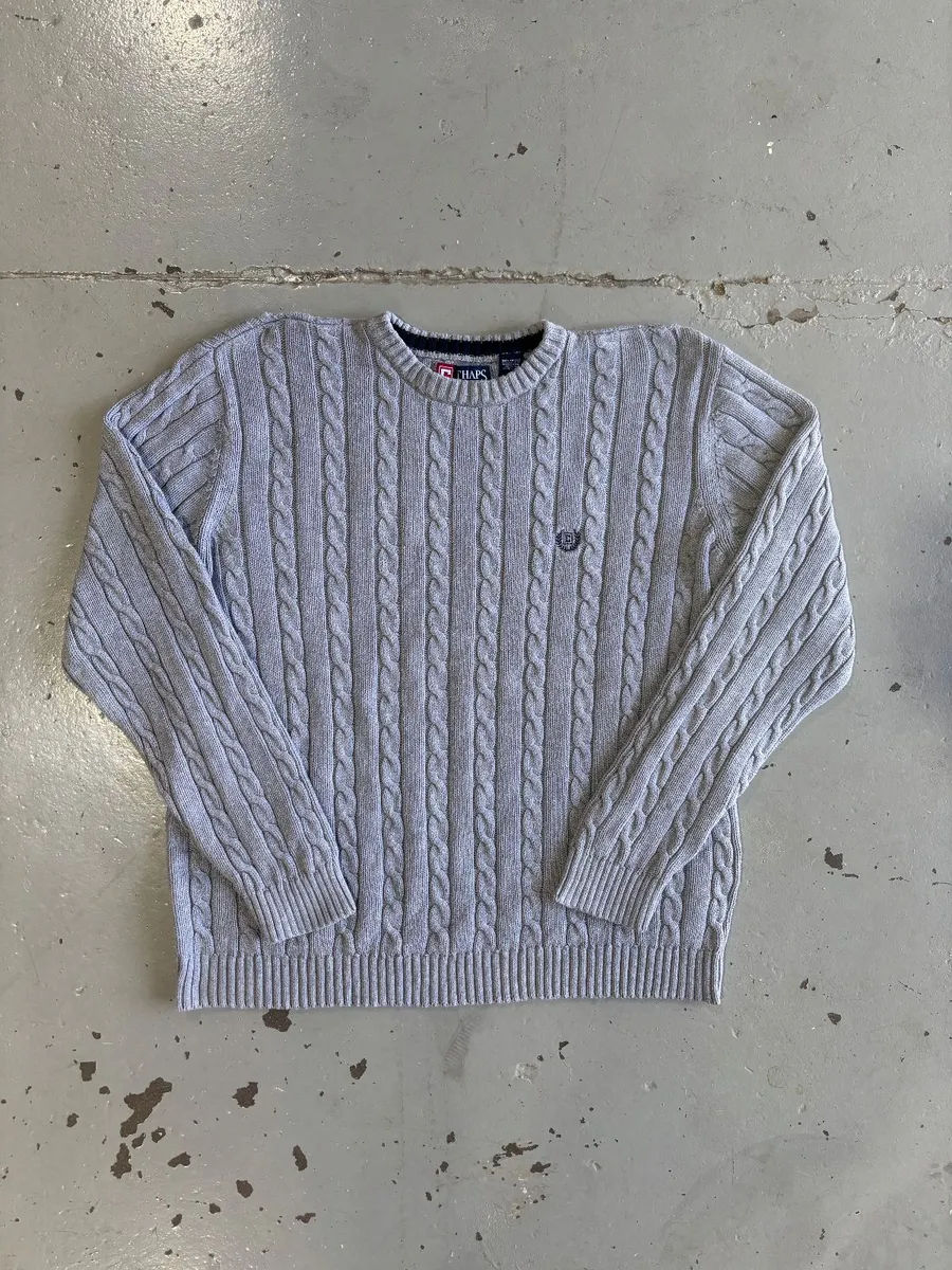 Grey Chaps Crew Neck Cable Knit Jersey - Extra Large