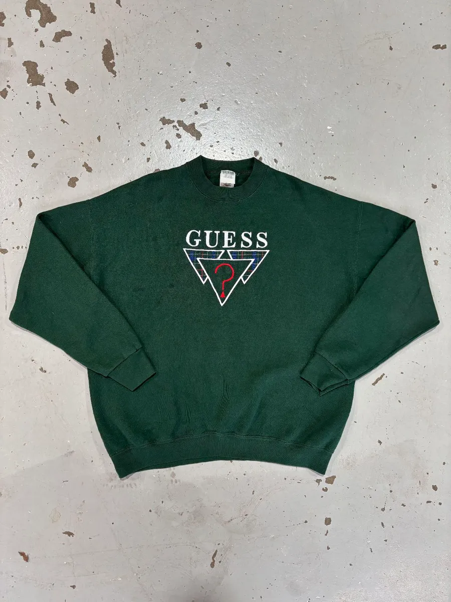 Vintage Forest Green Guess Crewneck Sweater - Extra Large