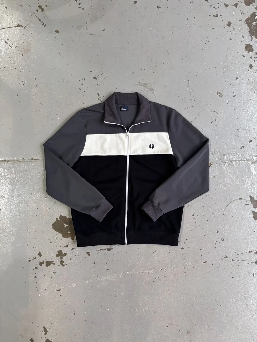 Black, White & Grey Fred Perry Track Jacket - Large