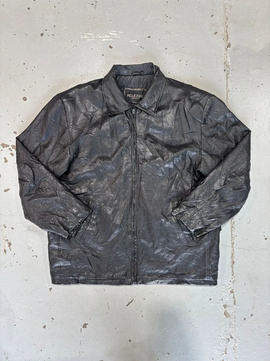 Vintage Black Pelle Cuir Leather Jacket - Extra Large