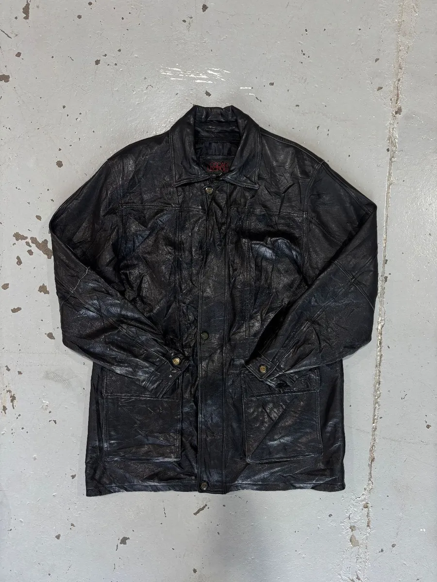 Vintage Oscar Leopold Black Leather Jacket - Medium