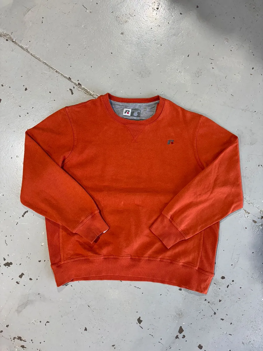 Rust-Orange Russel Athletic Crewneck Sweater - Large