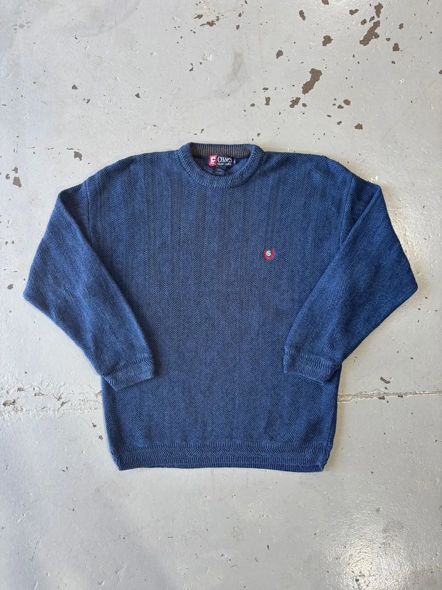 Navy Blue Chaps Ralph Lauren Cotton Crew Neck Knitted Jersey - Medium