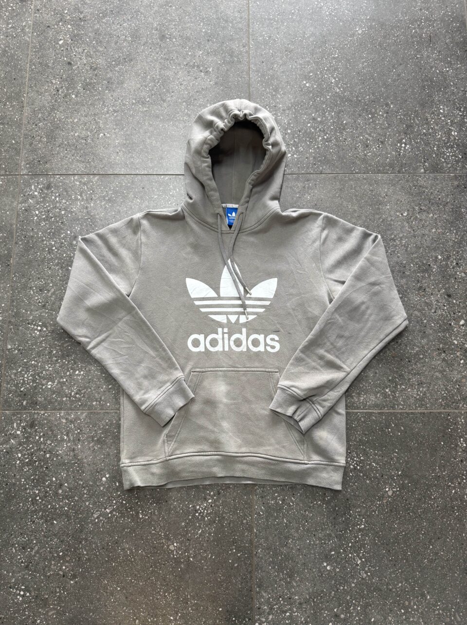 Vintage Grey Adidas Hoodie - Medium