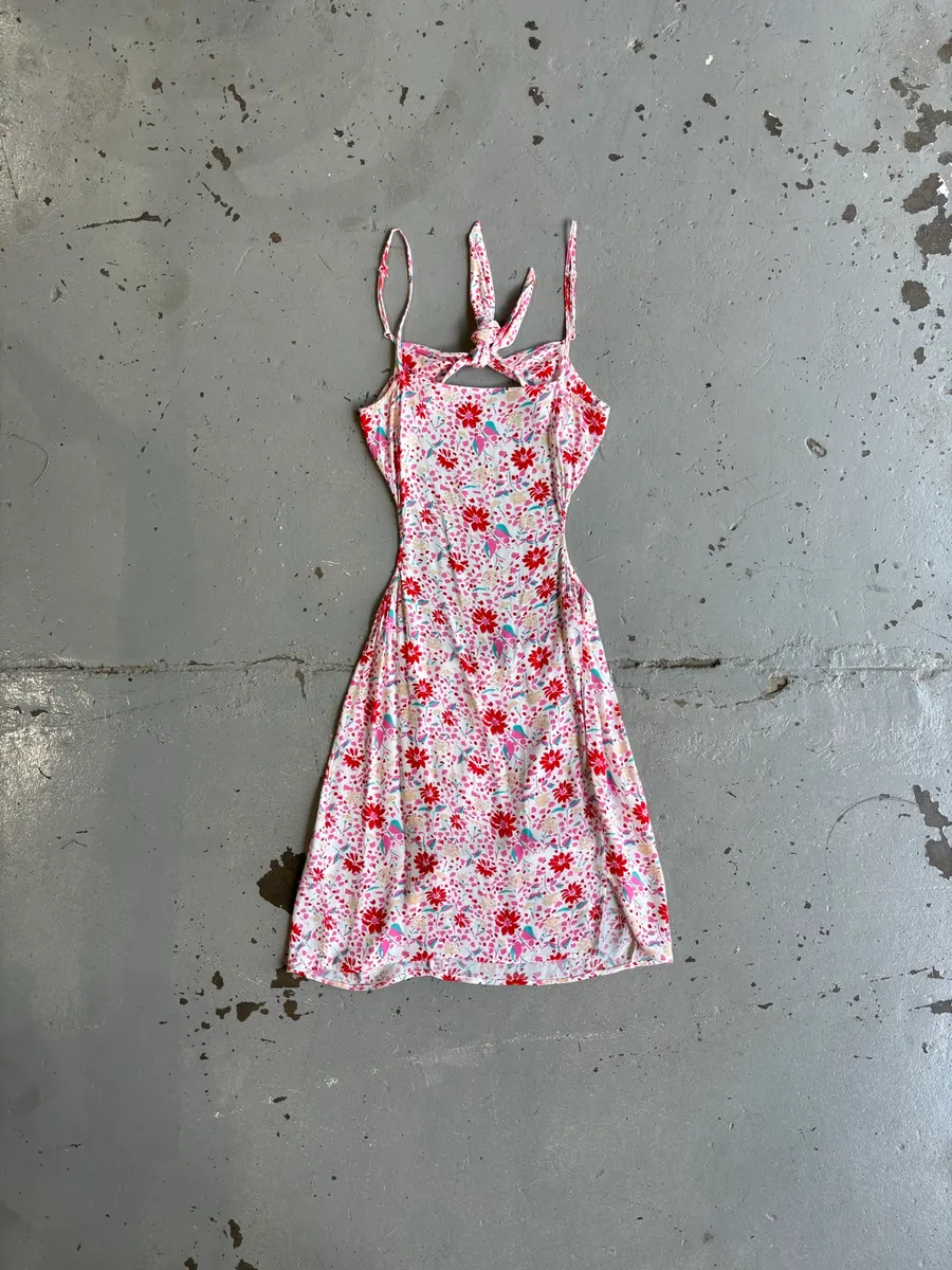 Pink Floral Midi Dress - 12