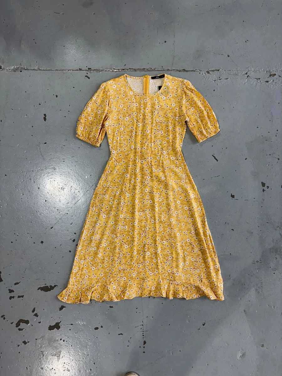 Yellow Joules Floral Puff Sleeve Dress - 6