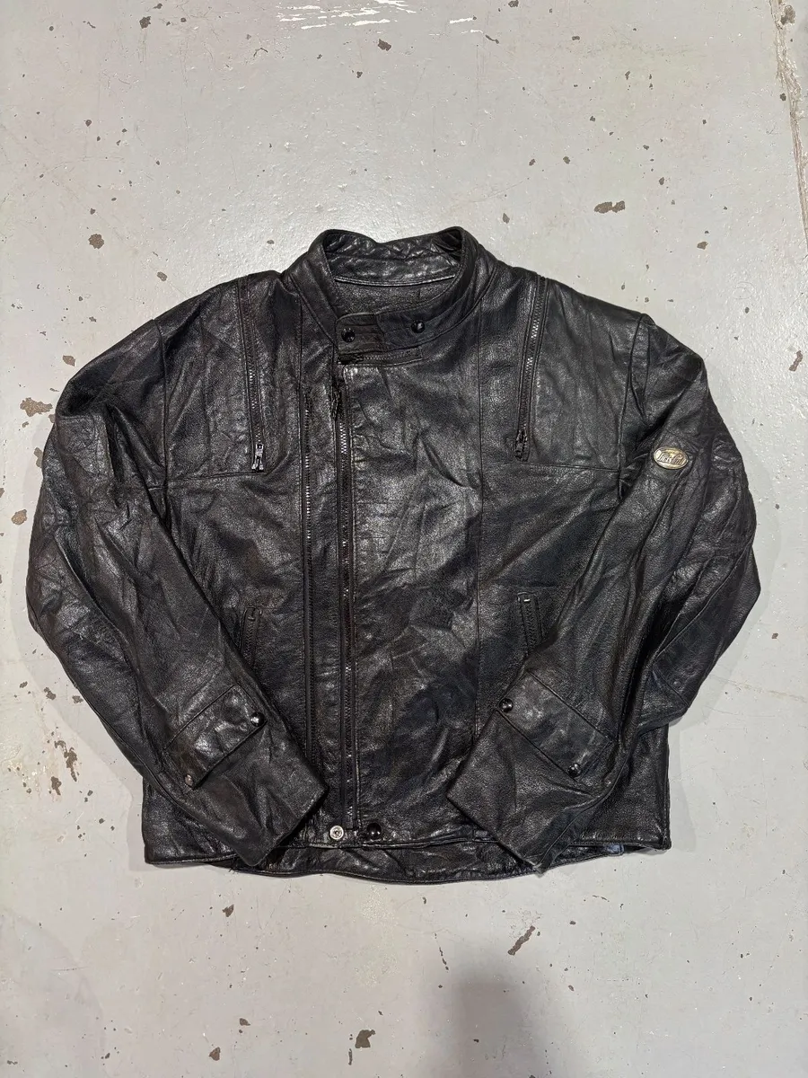 Vintage Black Leather Bristol Biker Jacket - Extra Extra Large