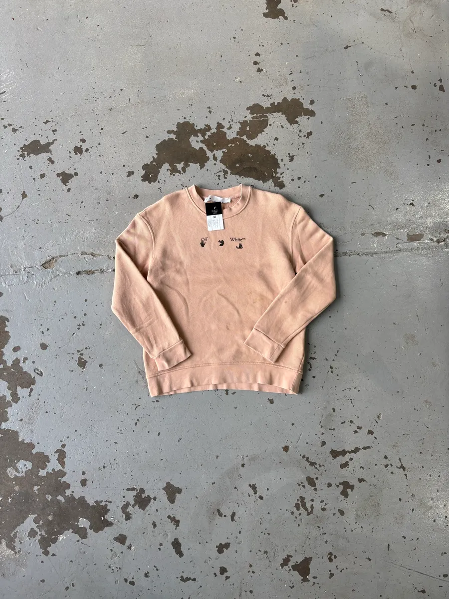 Peach-Coloured Off-White Crewneck Sweater - Large