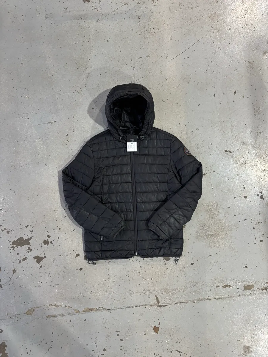 Black Napapijri Quilted Hooded Jacket - Extra Large