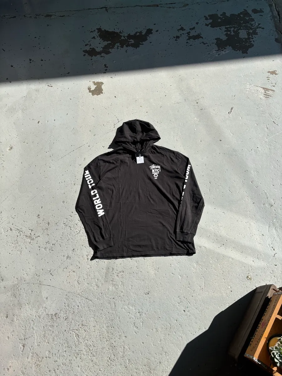 Black Stüssy World Tour Hoodie - Extra Extra Large