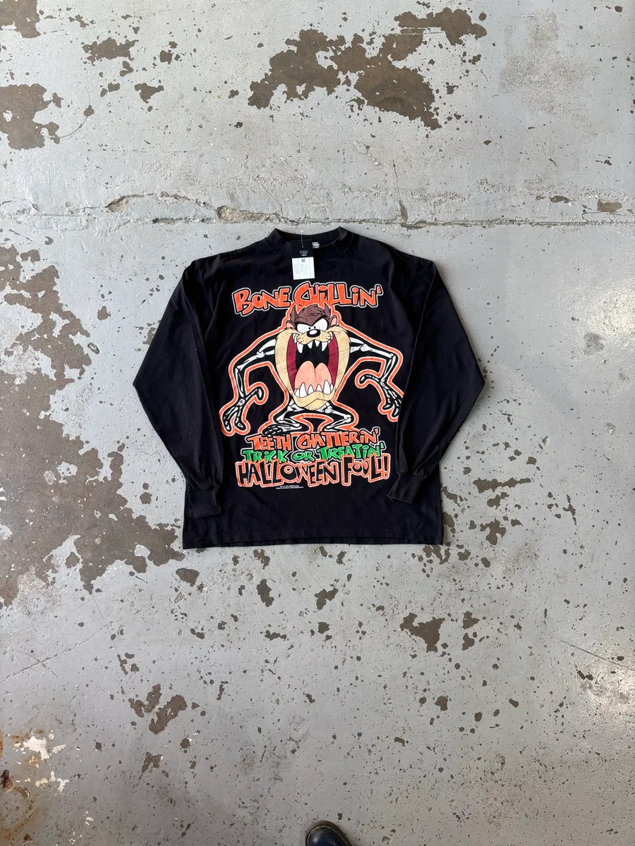 Vintage 90s Looney Tunes "Bone Chillin'" Tasmanian Devil Halloween T-Shirt - Extra Large