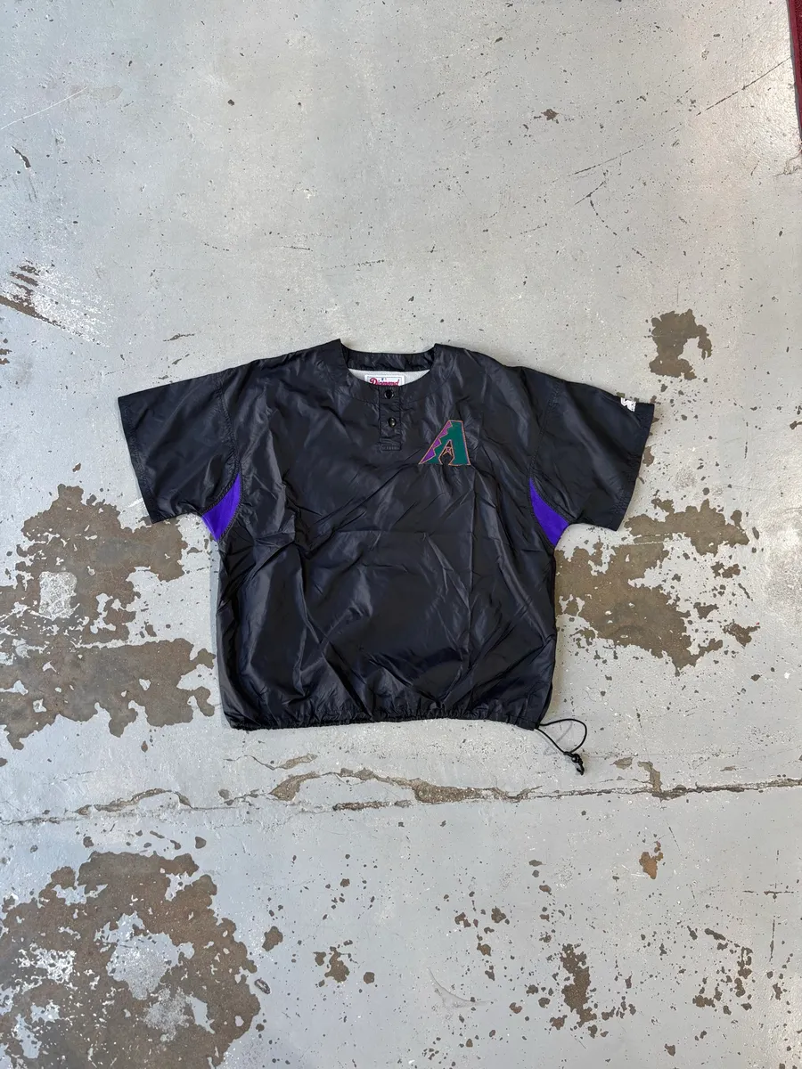 Vintage Black Starter Diamond Collection Arizona Diamondbacks Short Sleeve Dugout Warm Up Shirt - Extra Large