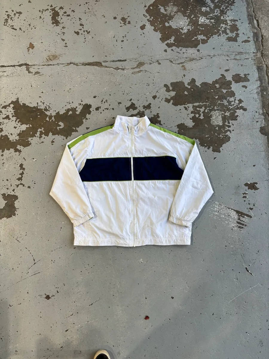 Vintage Y2K White & Blue Nike Full-Zip Windbreaker Jacket - Extra Extra Large