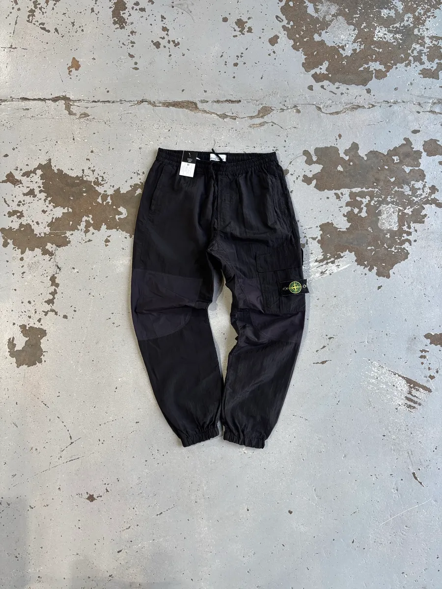 Black Stone Island Nylon Cargo Pants - Extra Extra Large