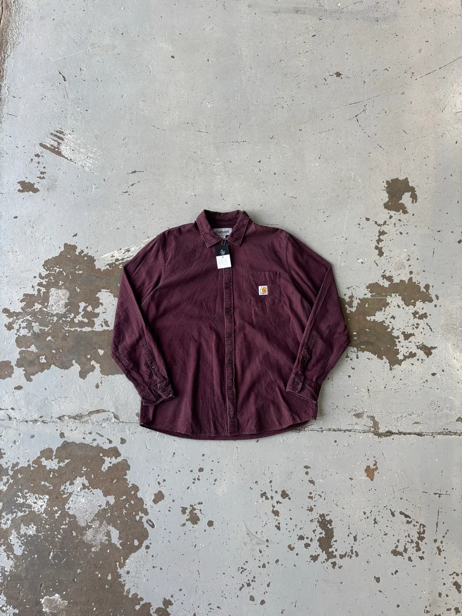 Deep Burgundy Carhartt Long Sleeve Flint Shirt - Large