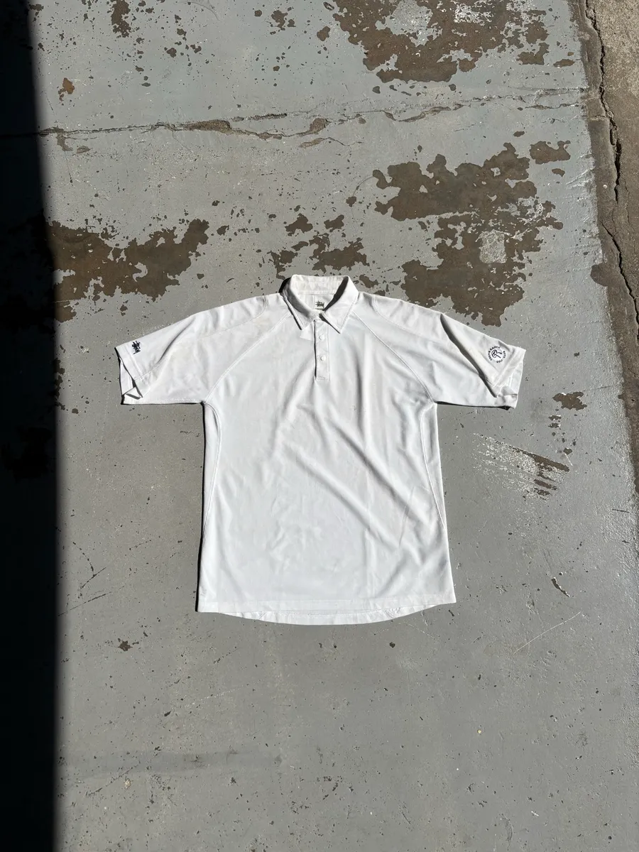 White Stüssy Textured Short Sleeve Golfer - Extra Large
