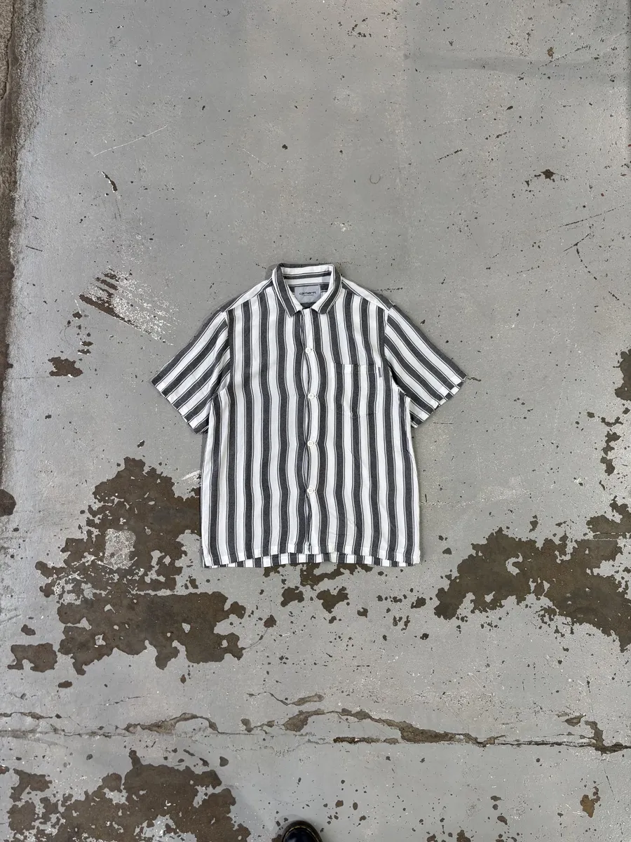 Black & White Carhartt Hickory Stripped Shirt - Medium