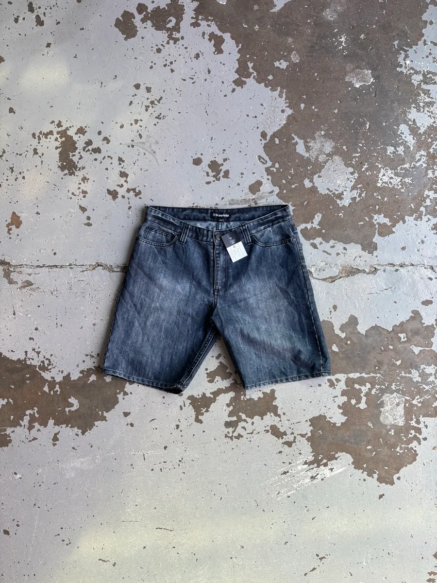 Dark Grey Travisty Acid Wash Denim Shorts - 34 (Large)