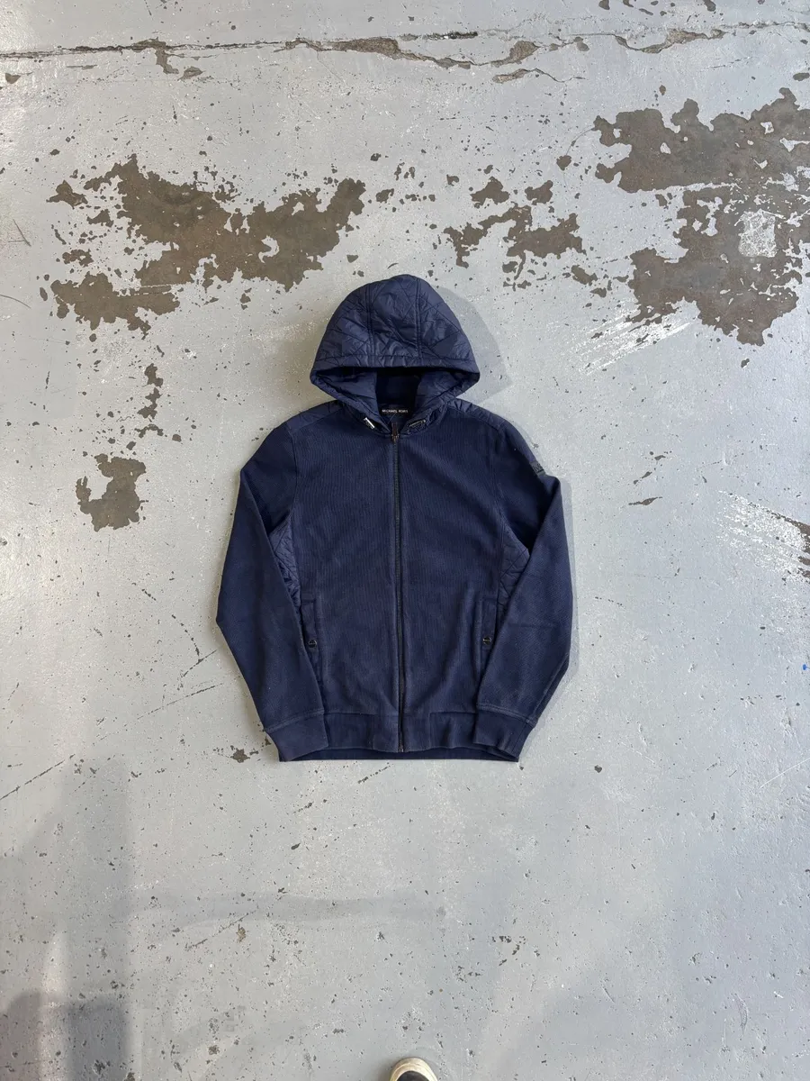 Navy Blue Michael Kors Zip Up Hoodie Jacket - Large
