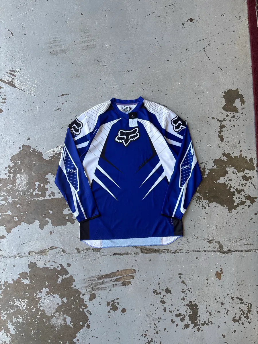 Vintage Blue & White Fox Racing Motocross Jersey - Large