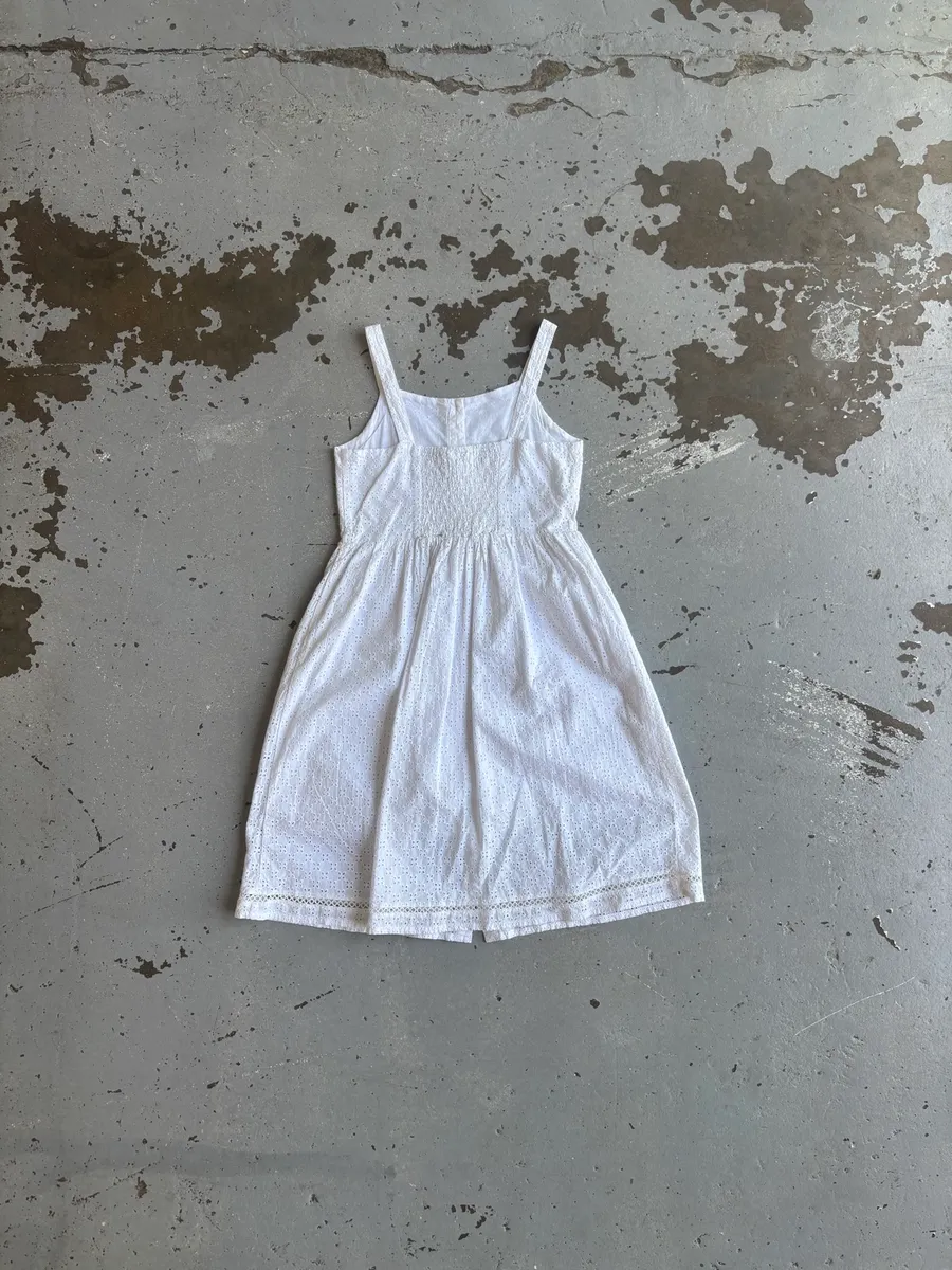 Kiddies White Square-Neck Strappy Cotton Sundress - 12