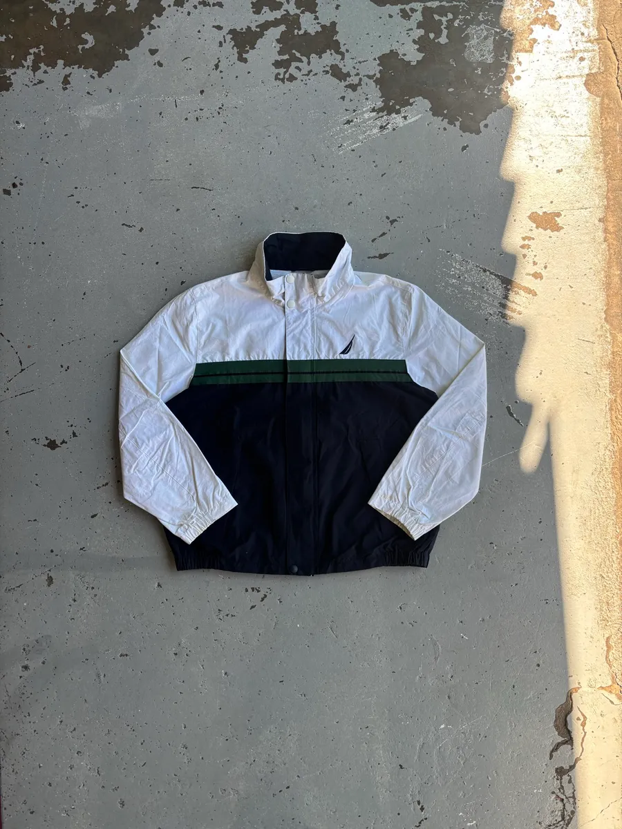 Vintage White, Green & Navy 90s Nautica Sailing Jacket - Extra Large