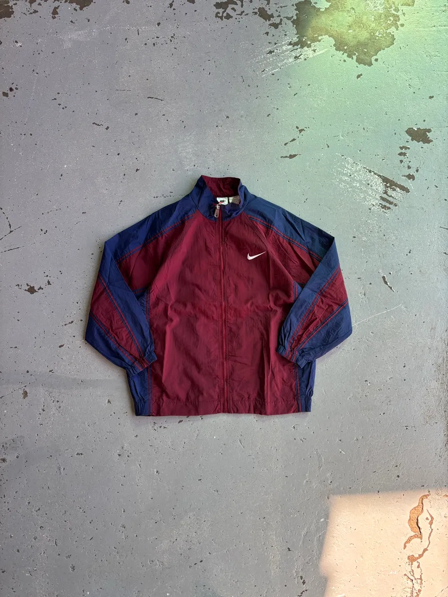 Kiddies Vintage Burgundy & Navy Nike Colourblock Windbreaker - Large