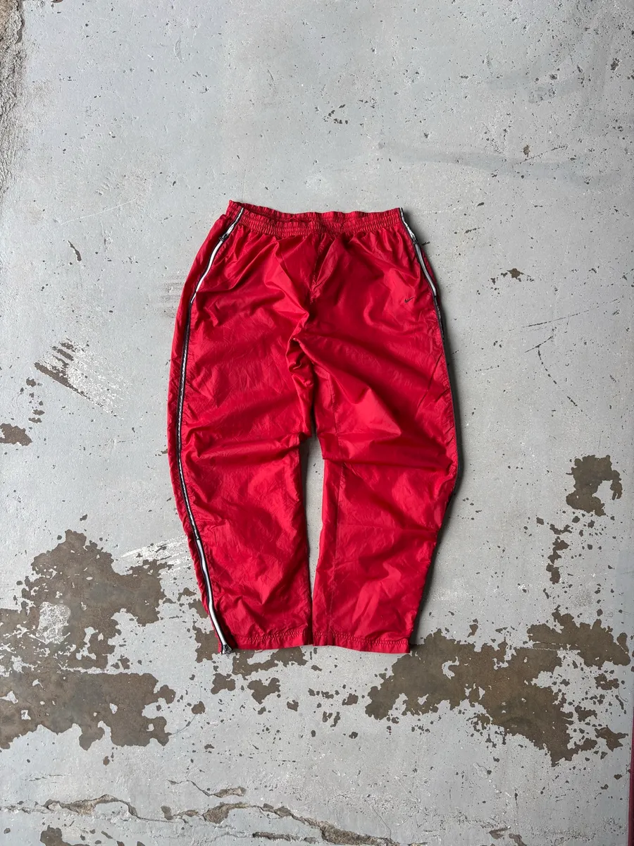 Vintage 90s Nike Red Nylon Track Pants - Extra Extra Large