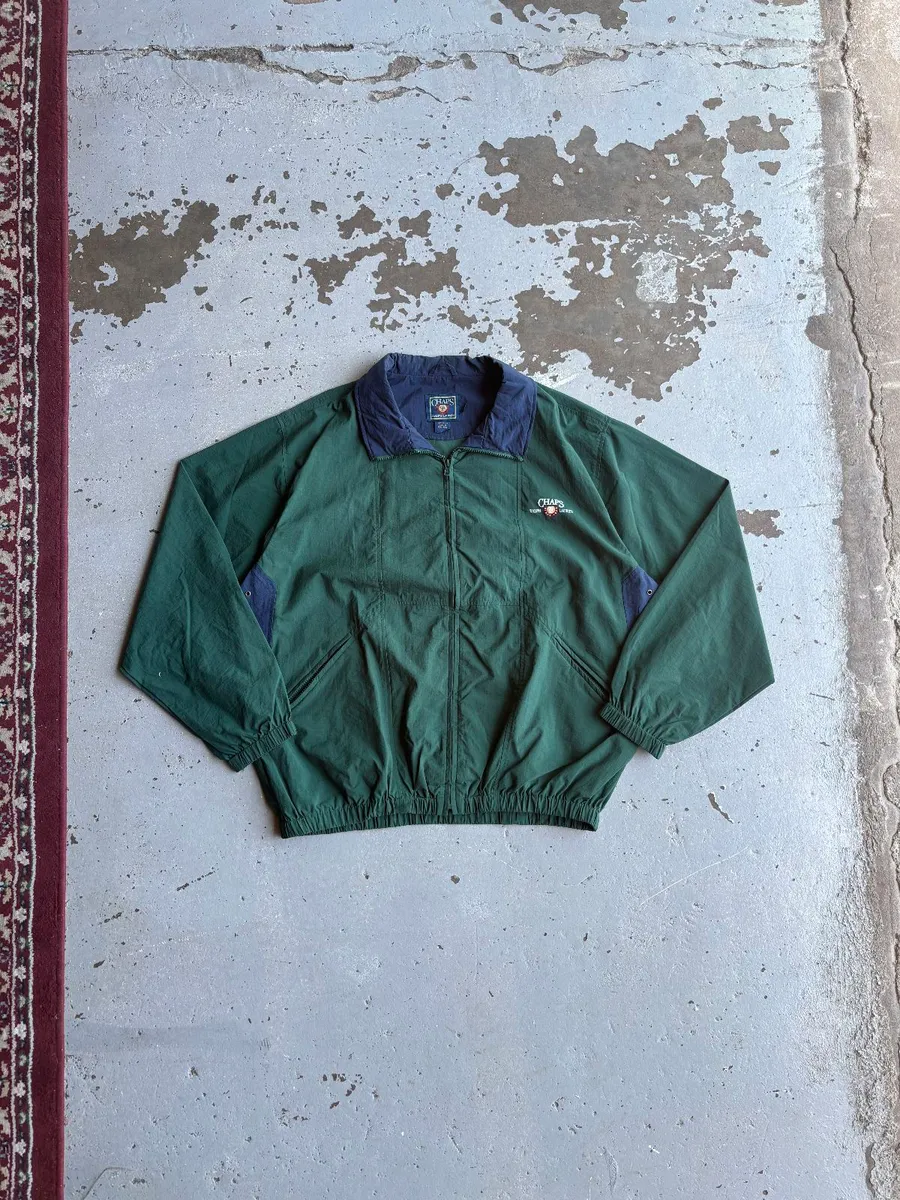 Vintage Green Chaps Ralph Lauren Full-Zip Windbreaker - Large