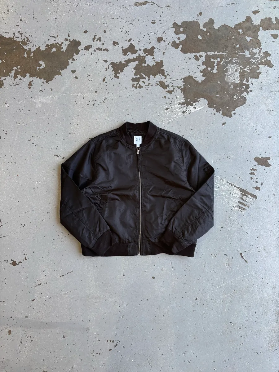 Women's Classic Black Gap Nylon Bomber Jacket - Extra Large