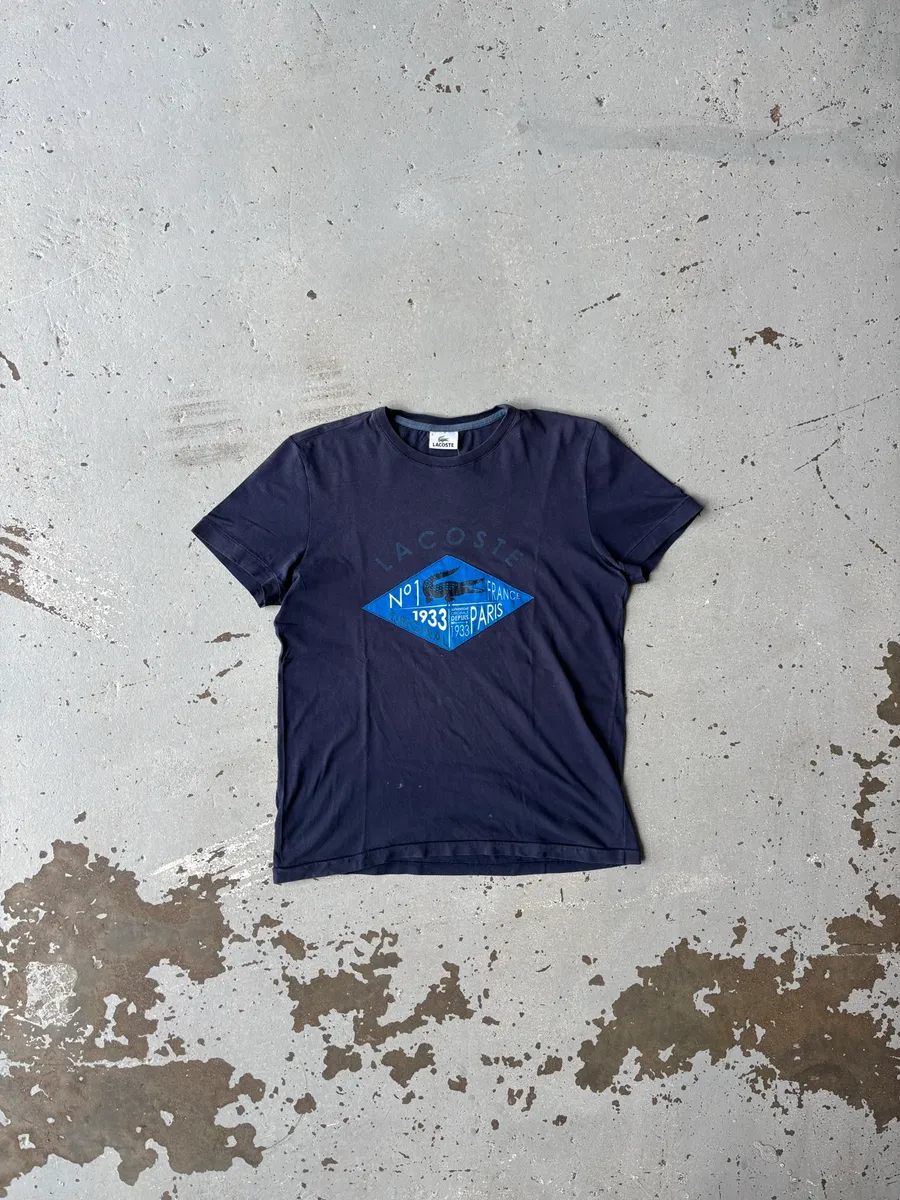 Navy Blue Lacoste Paris 1933 Graphic Logo T-Shirt - Medium (4)