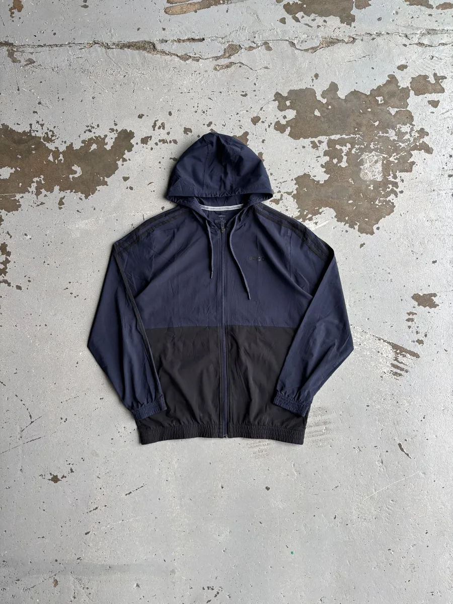 Adidas Navy Blue & Black Zip Up Jacket - Medium