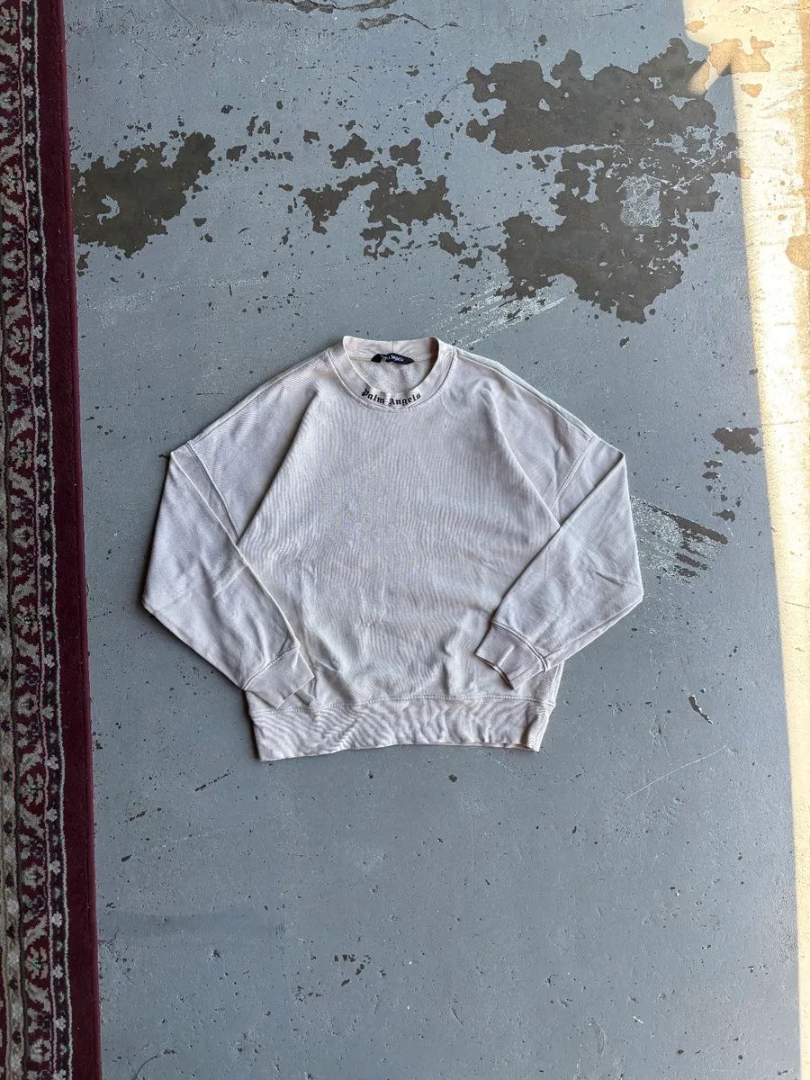 Natural Coloured Palm Angels Neck Logo Sweatshirt - Large
