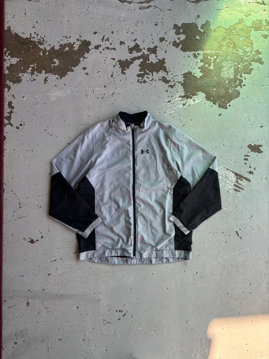 Light Grey & Black Under Armour Full-Zip Athletic Jacket - Large